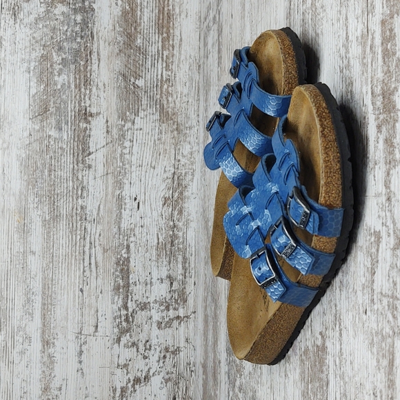 🟦Sz 37 Like New Birkenstock Blue Triple Strap Slide Sandal - Picture 9 of 16